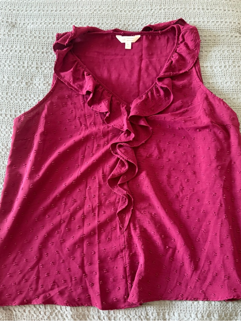 LC Lauren Conrad Fuchsia Ruffle V-Neck Sleeveless Camisole